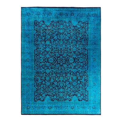 Fine Vibrance One-of-a-Kind Hand-Knotted Area Rug - Blue, 9' 1" x 12' 3" - 9' 1" x 12' 3"