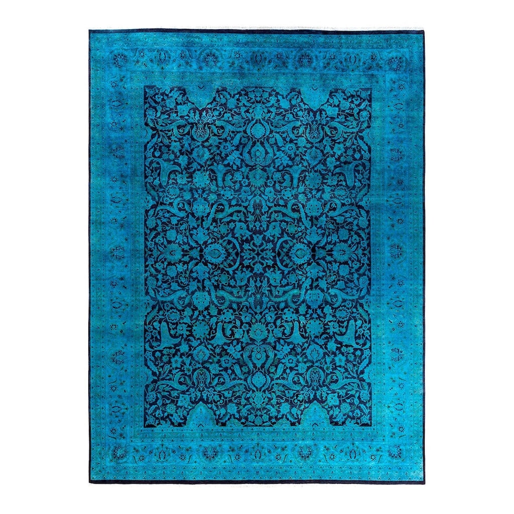 Fine Vibrance One-of-a-Kind Hand-Knotted Area Rug - Blue, 9' 1" x 12' 3" - 9' 1" x 12' 3"