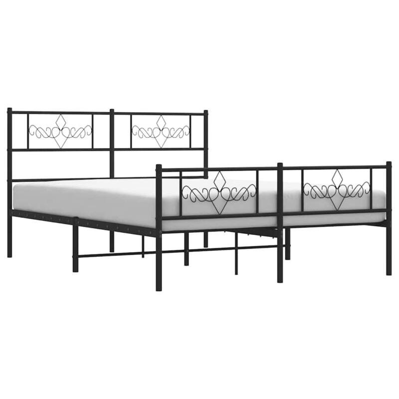 vidaXL 12 Inches Black Queen Metal Bed Frame No Mattress - 81.5" x 61.4" x 35.4"