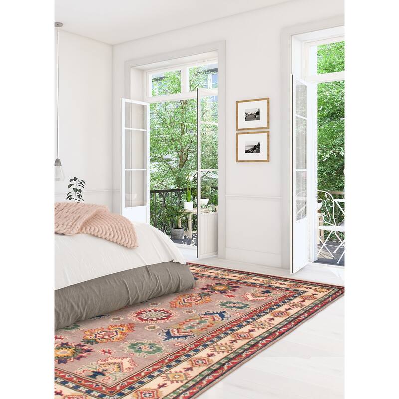 ECARPETGALLERY Hand-knotted Uzbek Ghazni Taupe Wool Rug - 3'4 x 5'0