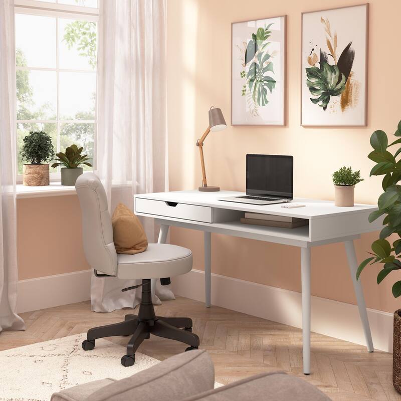 Bush Furniture Nora 54W Writing Computer Desk with Storage - Pure White