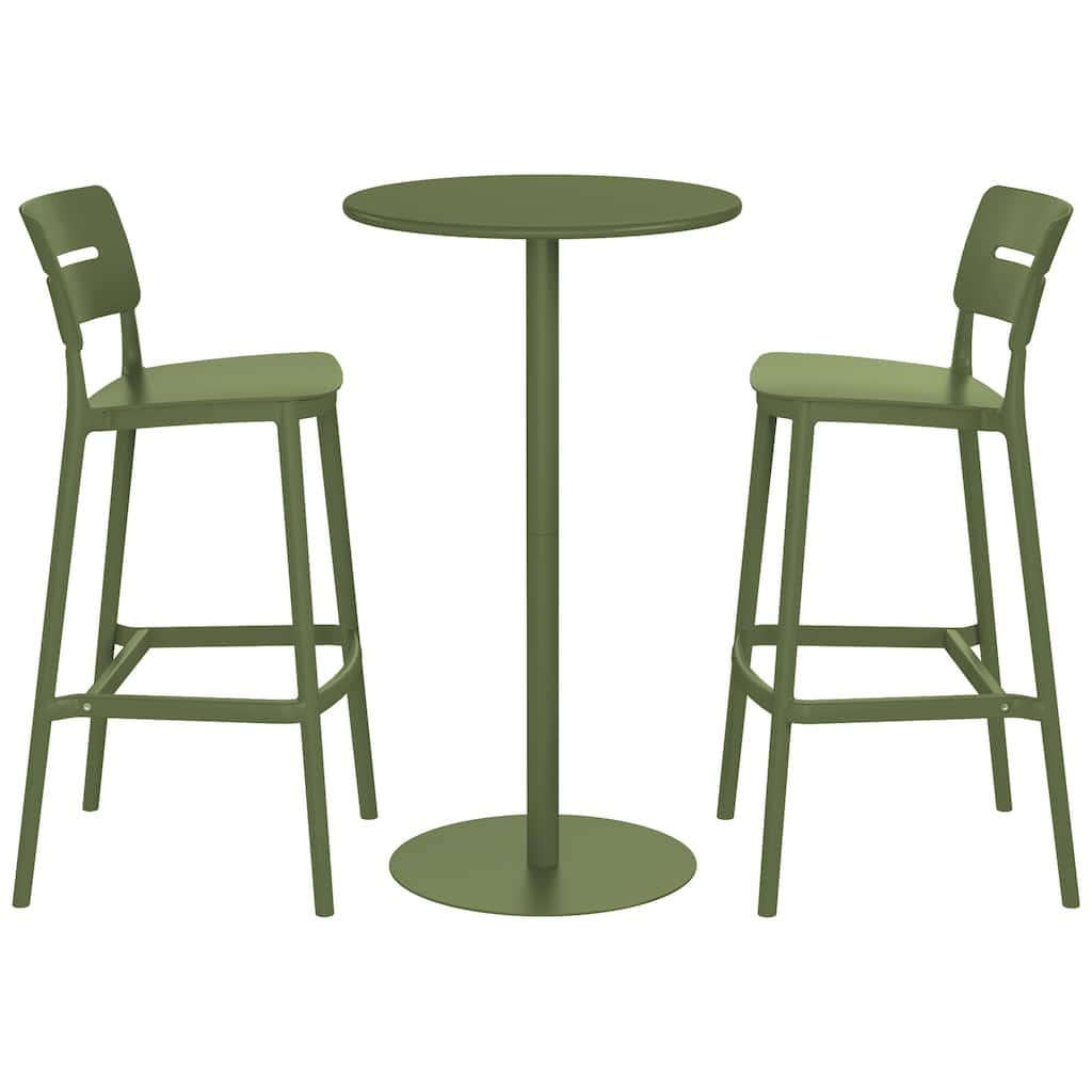 Frond and Form 2-Person Outdoor Round Dining Set Bar Height