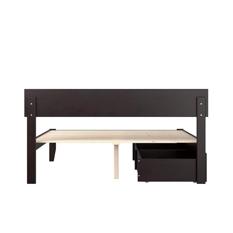 Rustic Bed with Drawers - Espresso Finish Bedroom Furniture