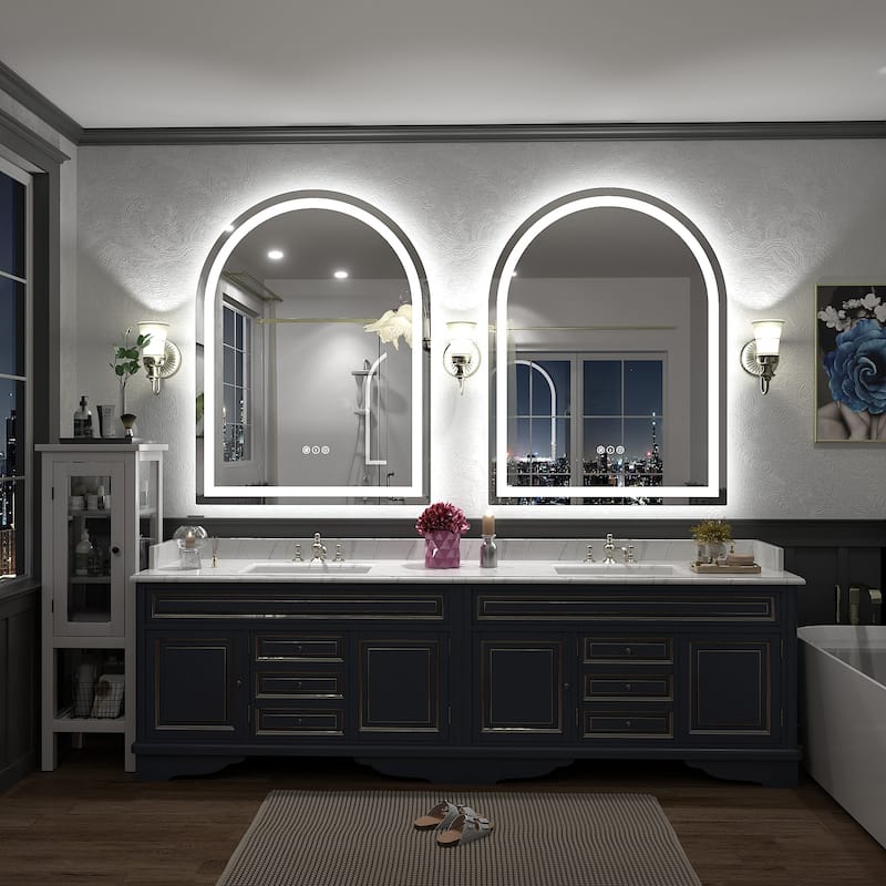 UL Certified Arched LED Anti-fog Tempered Glass Wall Bathroom Vanity Mirror