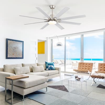 52" Reversible DC Motor Ceiling Fan with Remote/APP Control Dimmable 3-color Temperature, 8 ABS Blades Ceiling Fan Chandelier