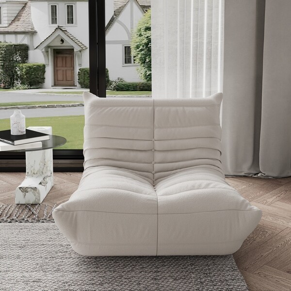 Single Lazy Sofa Teddy Fabric Soft Sponge Lounger Bean Bag Chair