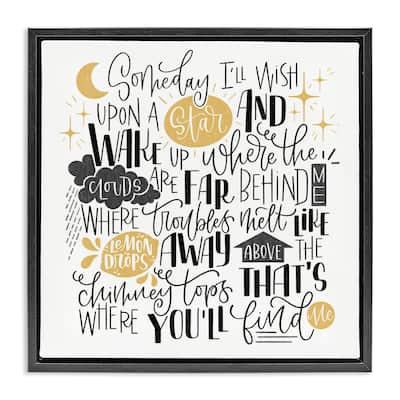 Stupell Over The Rainbow Poem Framed Floater Canvas Wall Art Design By Sarah Hickman