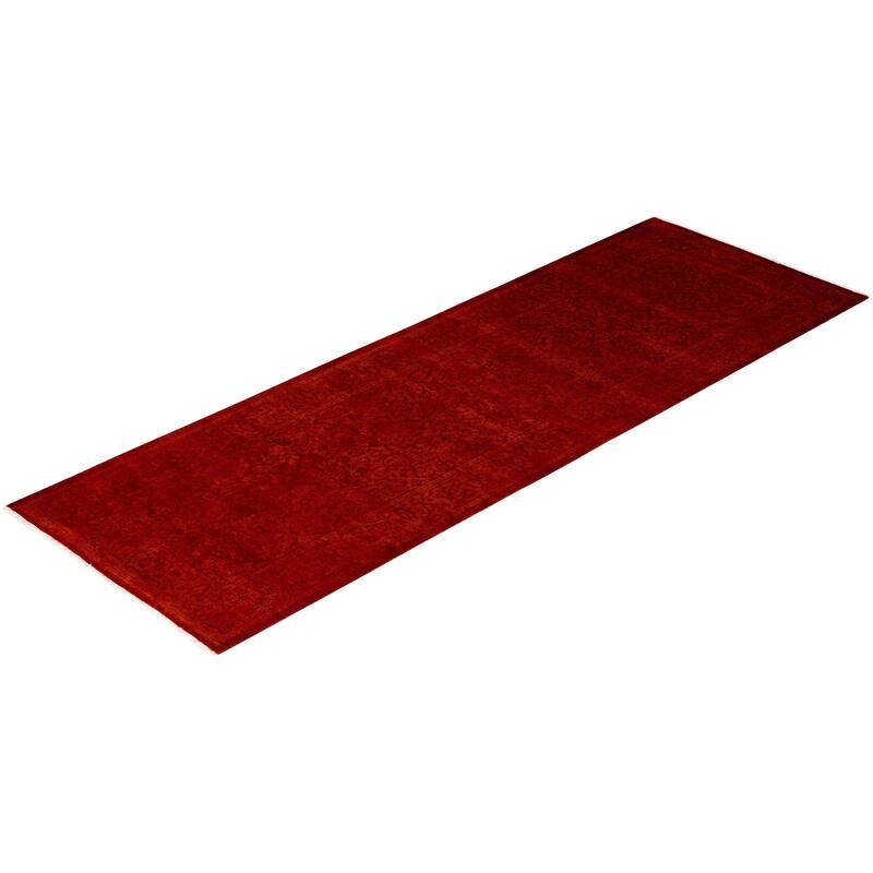 Overdyed, One-of-a-Kind Hand-Knotted Area Rug - Orange - 2' 7" x 7' 8"