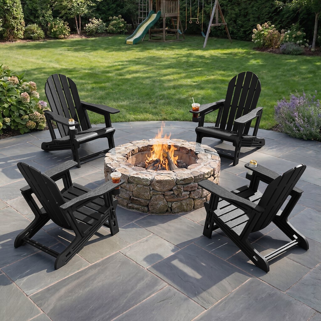 Outdoor All Weather HDPE Adirondack Chairs Outdoor Chairs with Cup Holder