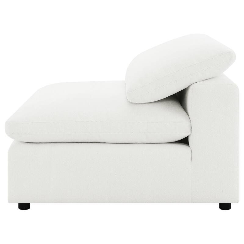 Allias Modular Armless Chair, White Boucle Fabric, Plush Foam Cushions