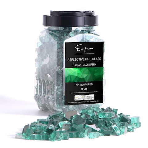 10 lbs. 1/2-in Green Reflective Tempered Fire Glass for Gas Fire Pit