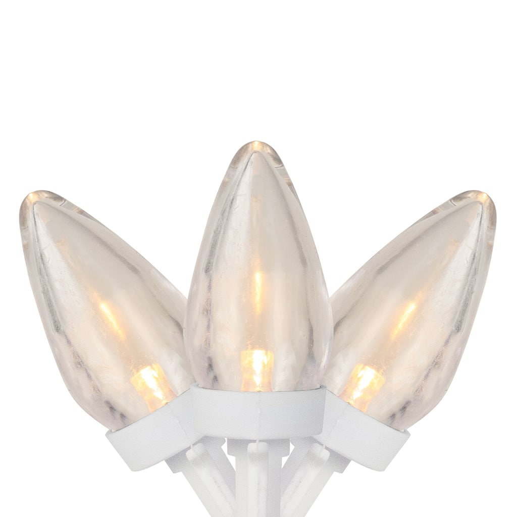 LED C7 Christmas Lights - Warm White - 16' White Wire - 25ct