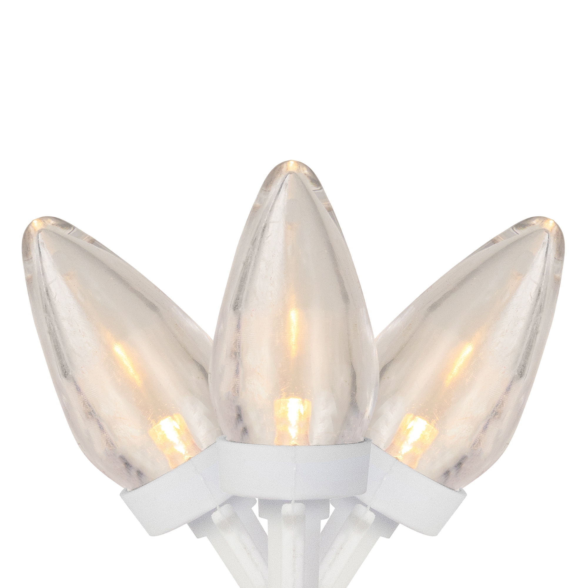 LED C7 Christmas Lights - Warm White - 16' White Wire - 25ct