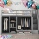 preview thumbnail 10 of 16, Modern Functional Twin Size Loft Bed With 3 Shelves,2 Wardrobes And 2 Drawers, Ladder With Storage Grey