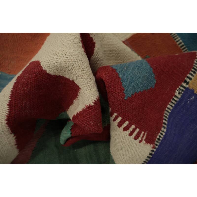 Hand Woven Oriental 100% Wool Carpet Southwestern Tribal Multi-Colored Kilim Area Rug - 14' 8'' X 8' 1''