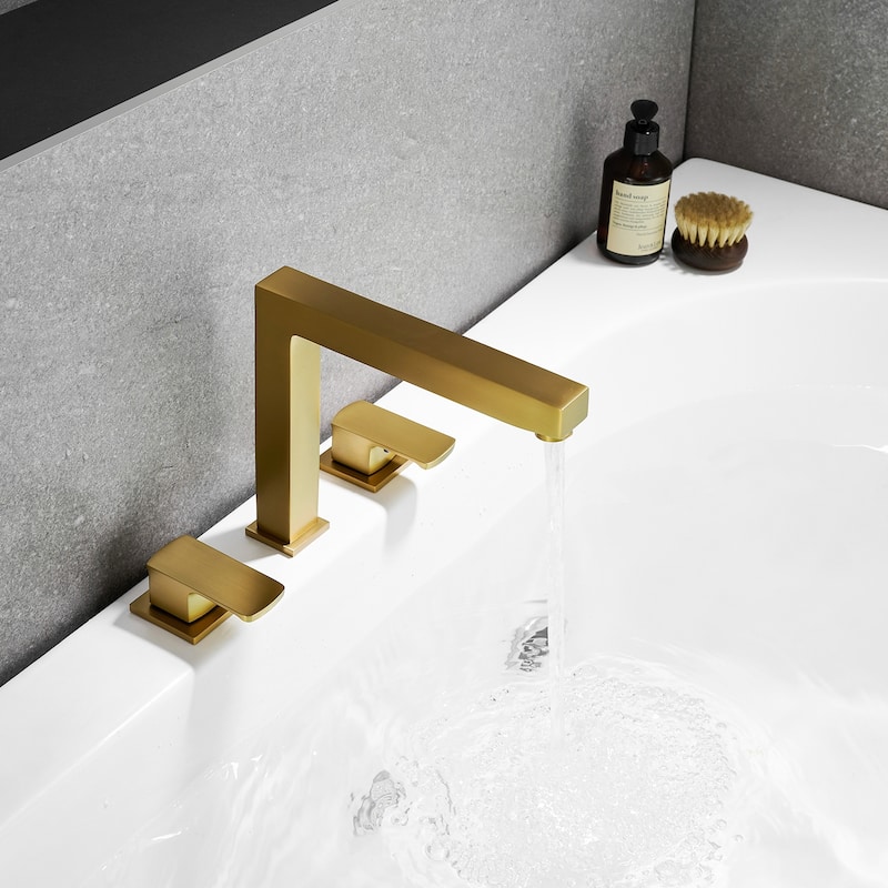 Altair Calden Double Handle Deck-Mount 8 in. Widespread Roman Tub Faucet in Brushed Gold
