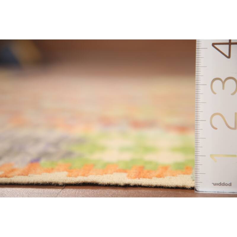 Hand Woven Oriental 100% Wool Carpet Southwestern Geometric Multi-Colored Kilim Area Rug - 6' 7'' X 5' 0''