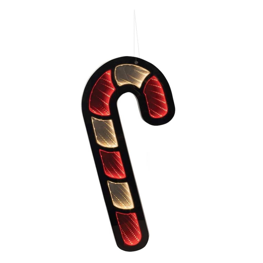 LED 3D Candy Cane Hanging Christmas Tunnel Light - 16" - Red and Yellow
