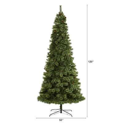 10ft. Pine Artificial Christmas Tree with 1875 Branches - Towering Elegant Seasonal Holiday X-Mas Centerpiece