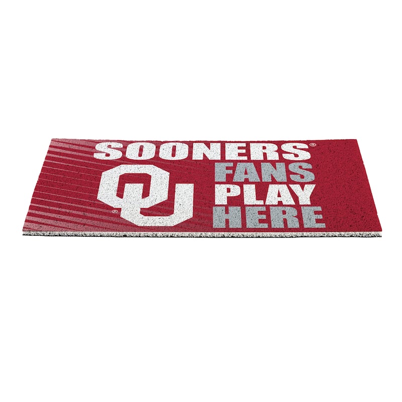 28 in. x 16 in. University of Oklahoma "Fans Play Here" PVC Door Mat