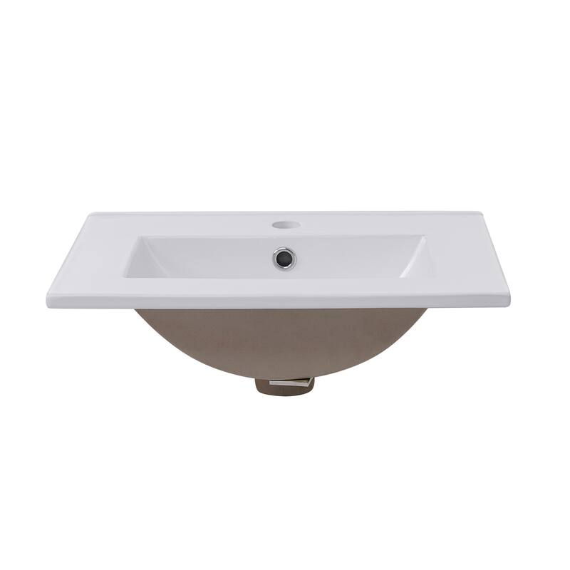 20" Modern Small Bathroom Vanity Cabinet With Ceramic Basin - 20"*15.5"*33.3", Ample Storage, 1 Soft-Close Door