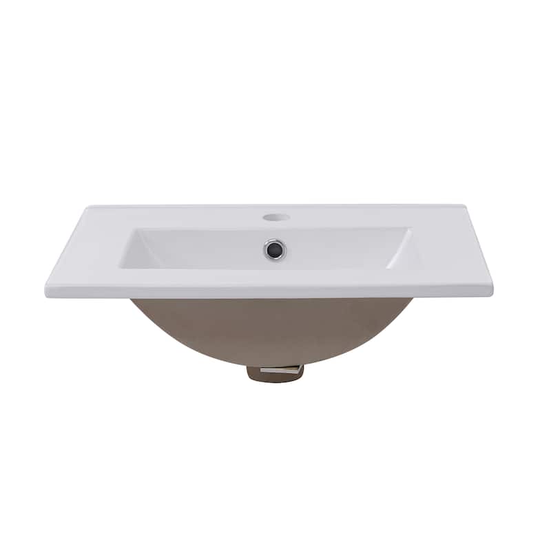 Roomfitters 20" Modern Bathroom Vanity with Ceramic Sink, Compact Cabinet with Soft-Close Door and Storage