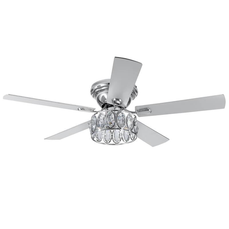 52 inch 5-Blade Flush Mount Crystal Ceiling Fan with Light Remote