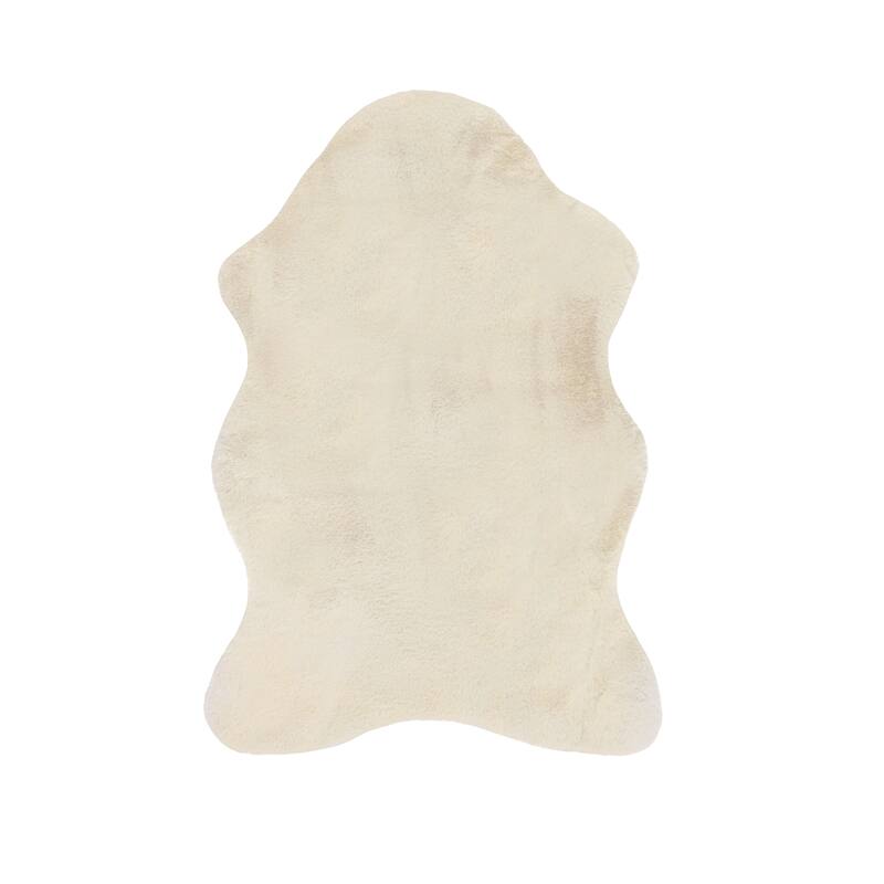 Faux Fur Rabbit Rug - 2'x3' - Ivory