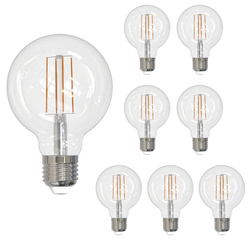 Bulbrite Pack of (8) 7 Watt Dimmable Filament G25 Medium (E26) LED Bulb - 800 Lumens, 2700K, and 80 CRI - Clear