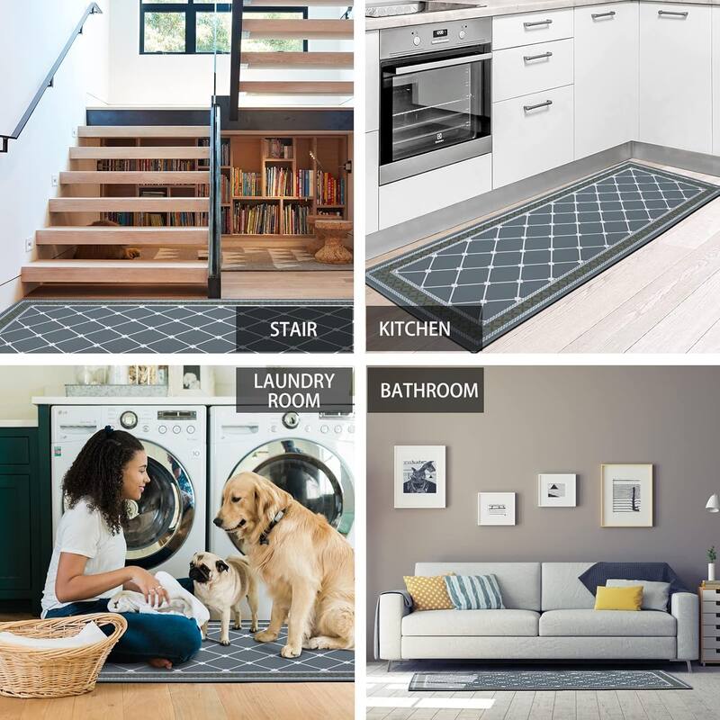 2 PCS Kitchen Mat, Cushioned Kitchen Rugs,19.7 X 31.5 In and 19.7 X 47.2In