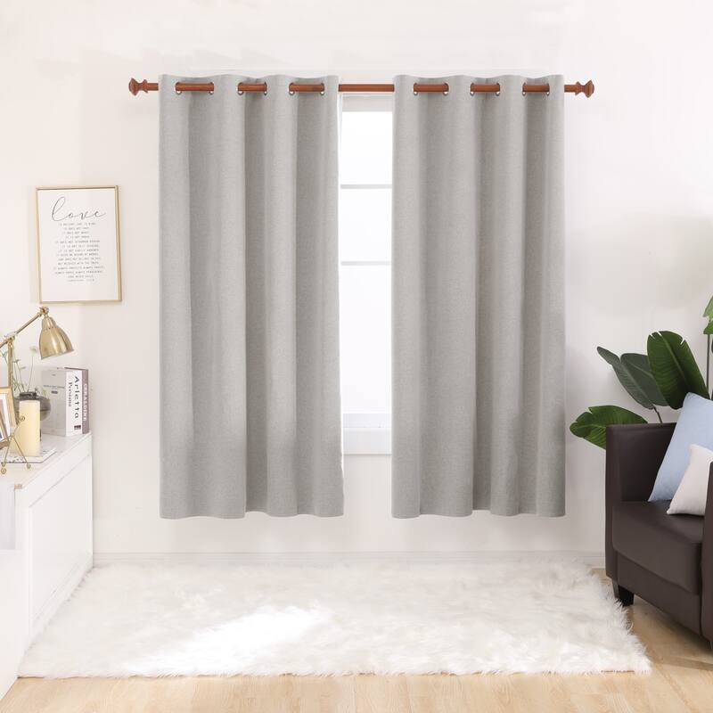 Deconovo Total Blackout Faux Linen Curtains 2 Panels - 52W x 72L - Burlywood