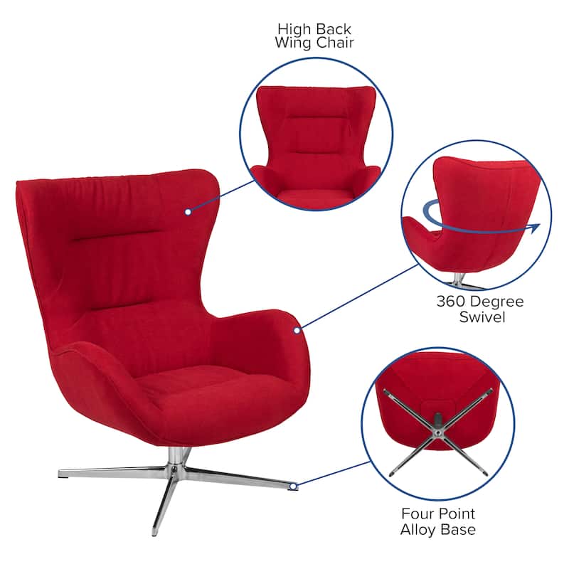 Home and Office Retro Swivel Wing Accent Chair - 35"D x 32.5"W x 40.5"H