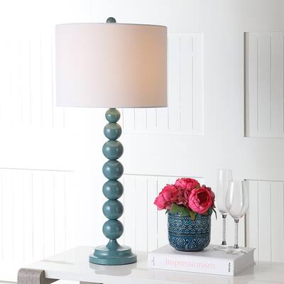 SAFAVIEH Lighting 31-inch Jenna Stacked Ball Marine Blue Table Lamp (Set of 2) - 14"x14"x31.5"