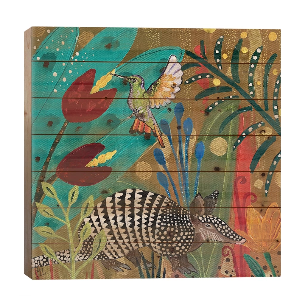 Armadillo Print On Wood by Magali Modoux - Multi-Color