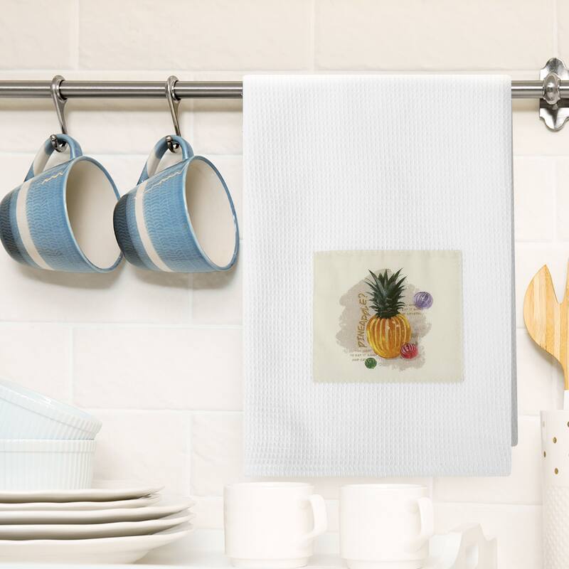 Ultra Soft and Absorbent Dish Towels for Kitchen, Cotton Waffle Weave Kitchen Towels Large Pattern Kitchen Towel - Pineapple Style 4Pcs - Set of 4