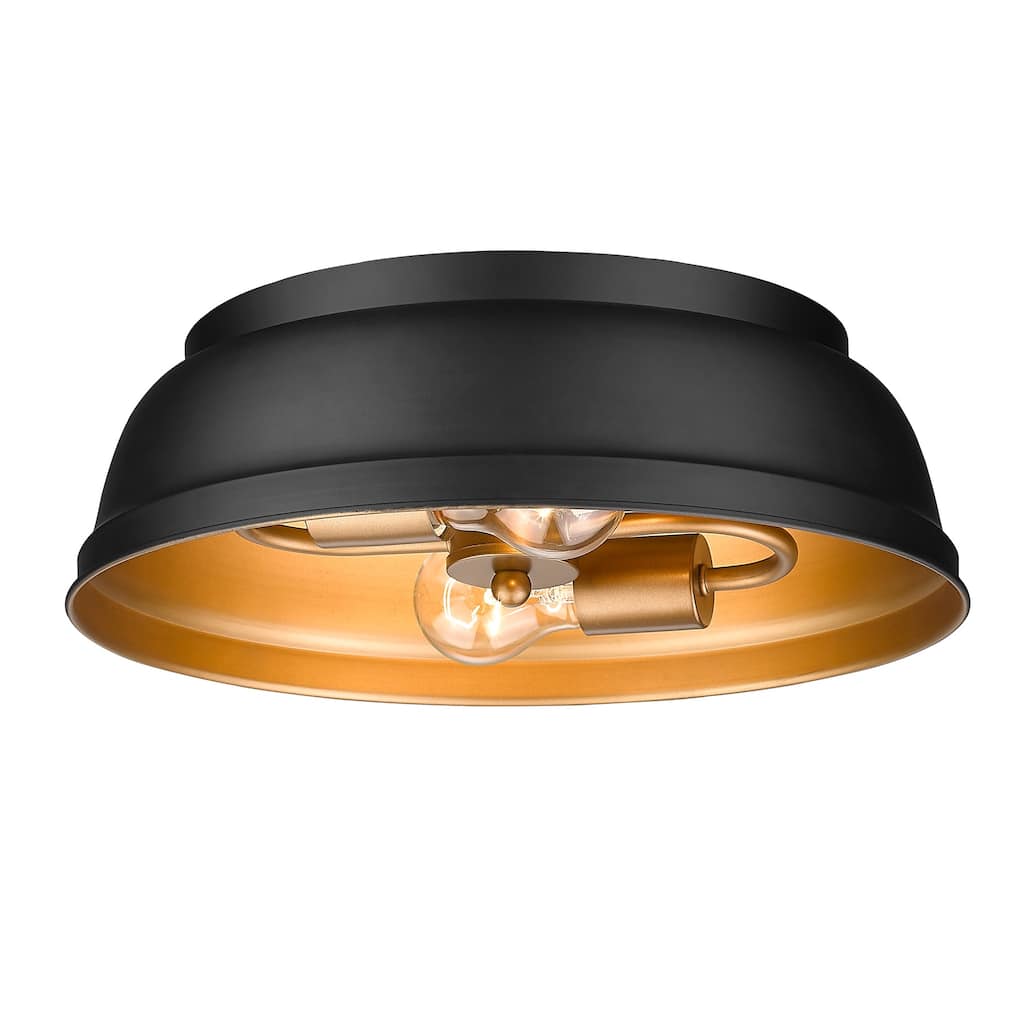 Golden Lighting Rebel 2-light Flush Mount in Matte Black - Matte Black with Matte Black