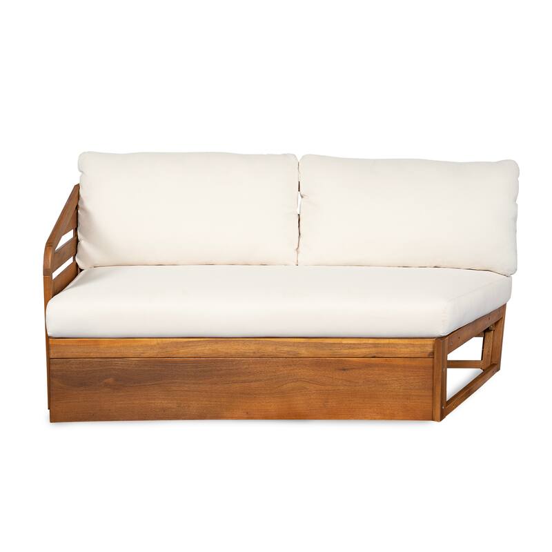 Christopher Knight Home - Vaniel Patio Acacia Wood V Sofa With Dual Club Chair