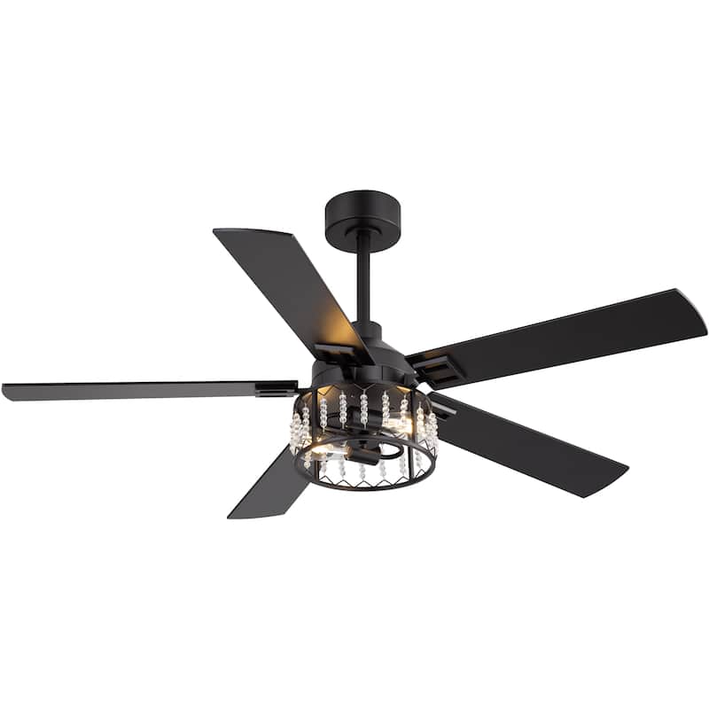 52-inch Reversible 5-Blade Crystal Ceiling Fan with Remote and Light Kit