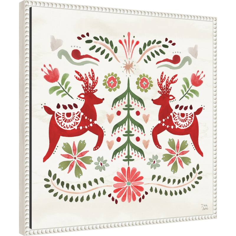 Festive Season II by Dina June (22 x 22 in.), Framed Canvas Wall Art Print - Sylvie Beaded White