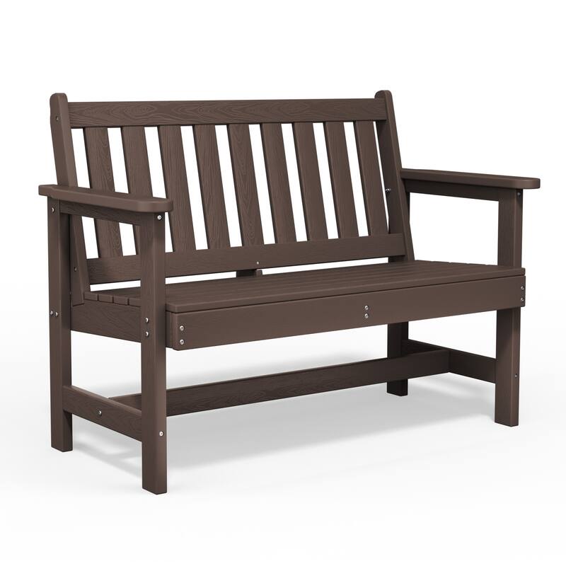 Outdoor 2-Person Garden Bench 42.92-in W x 35.83-in H - Coffee