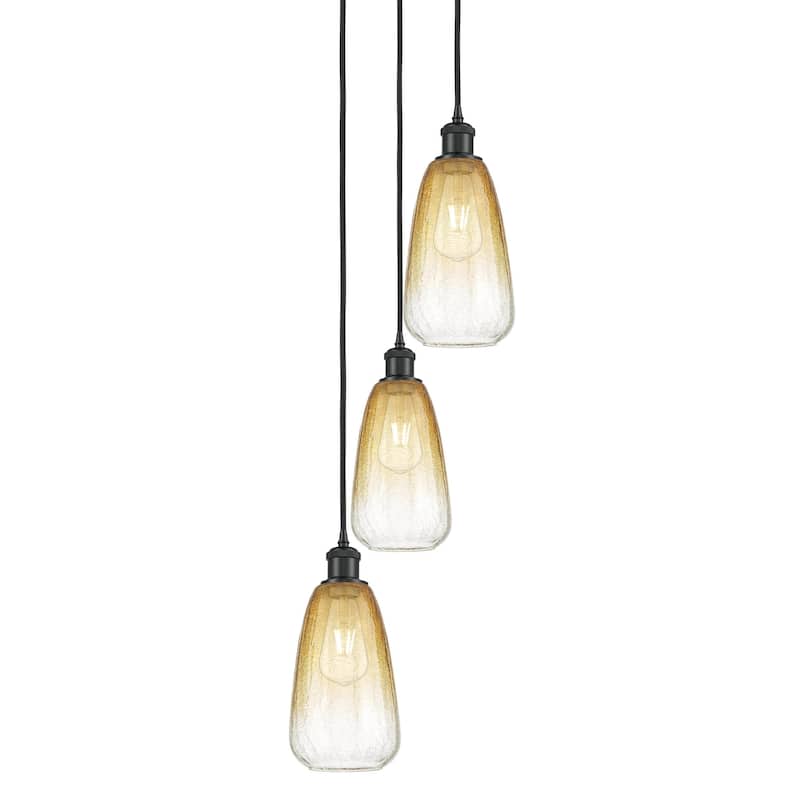 Innovations Lighting 113B-3P-40-13 Brookhaven Almond Pendant - Matte Black / Amber