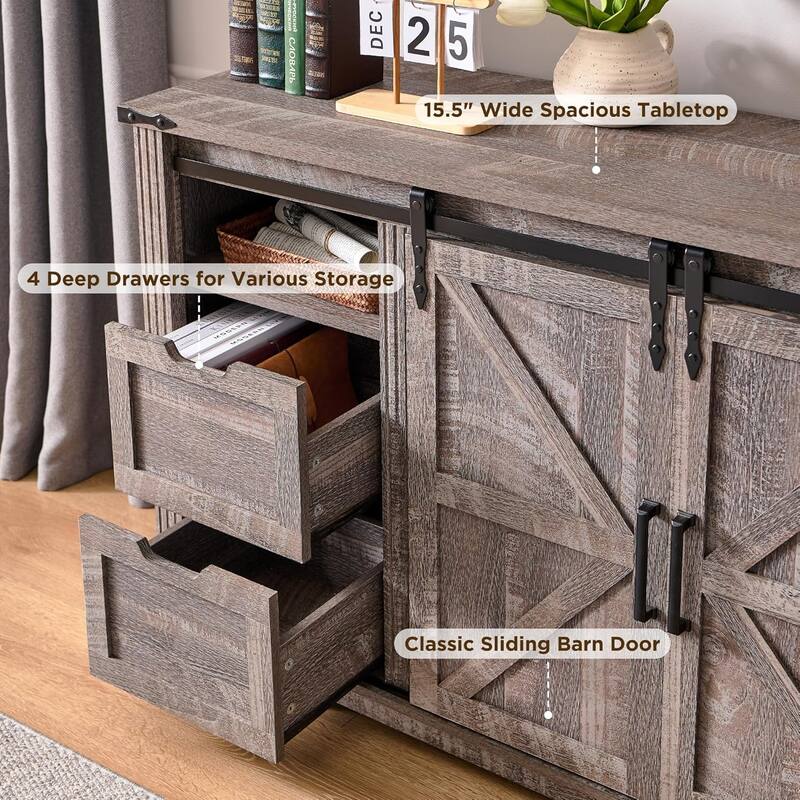 Farmhouse Fireplace TV Stand For 80 Inch TVs, Entertainment Center