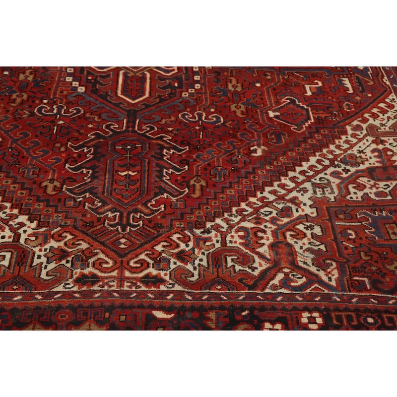 Hand Knotted Oriental 100% Wool Carpet Traditional Medallion Oranges & Rust Heriz Area Rug - 11' 3'' X 8' 8''