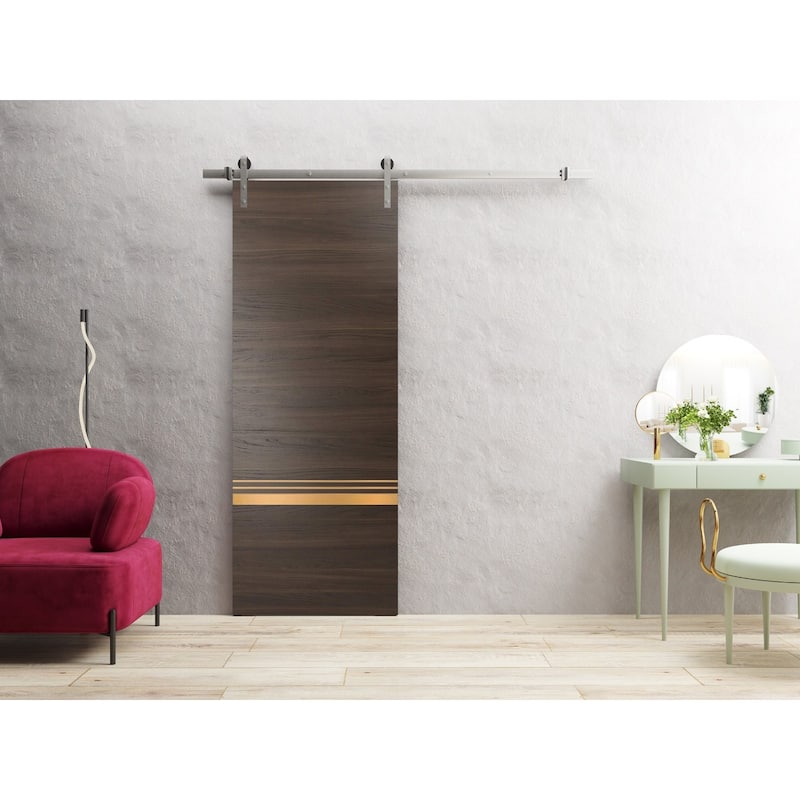 Sturdy Barn Door 18 x 80 Planum 2010 Chocolate Ash with 6.6FT