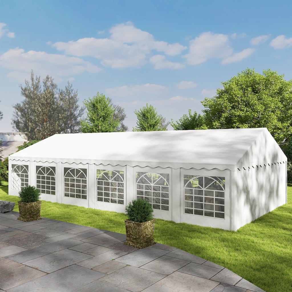 Outsunny 20' x 40' Heavy Duty Party Tent, Galvanized Outdoor Canopy Tent Large Event Shelter with Removable Sidewalls