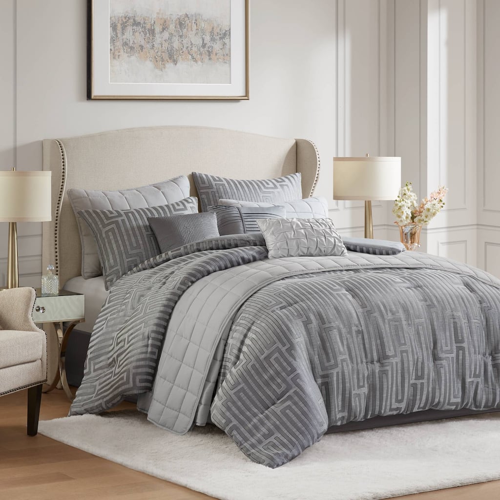 GDF Studio - Averleigh 10-Piece Queen Luxury Jacquard Comforter Set