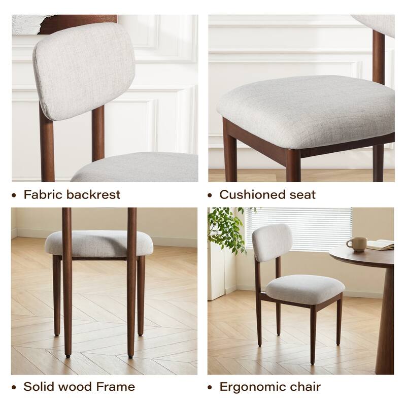 Modern Upholstered Dining Chair with Solid Wood Legs Side Chair for Kitchen Dining Room Living Room (Set of 2)