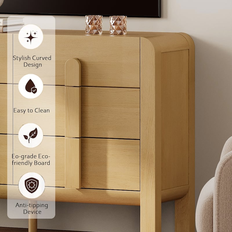 WAMPAT Modern Dresser TV Stand For Tvs Up To 120", 3-In-1 Mid Century Entertainment Center With Storage, Wood Media Console