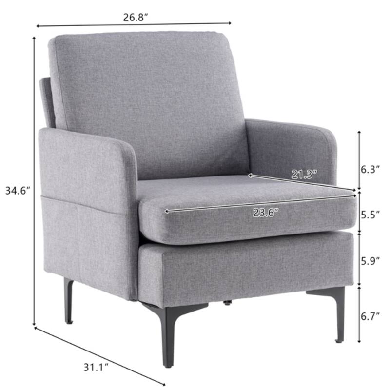 Lounge Chair Stylish and Comfortable Single Sofa Accent Chair for Living Room or Bedroom - 31.1” x 26.77” x 34.65” (L x W x H)