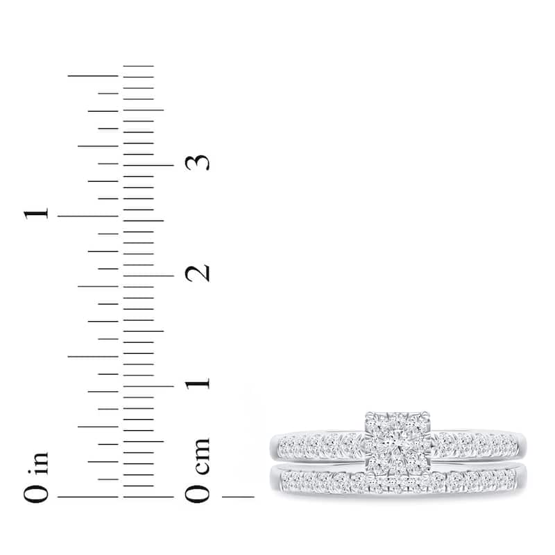 1/2ct TDW Diamond Cluster Bridal Set in 10K White Gold for Women